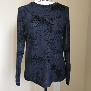 Foil Clothing Burnout Velvet Top Womens S Midnight Splatter Crew